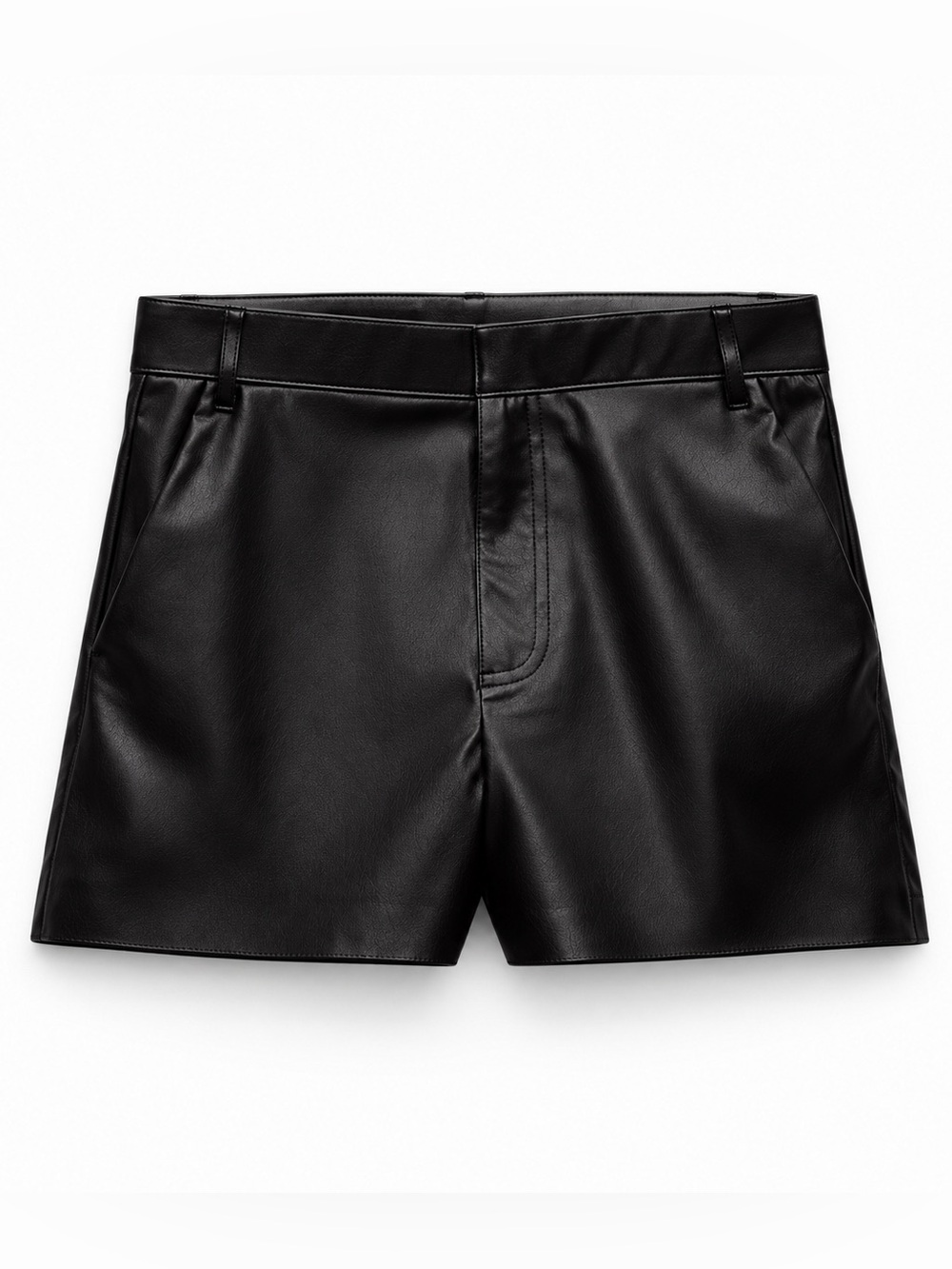Zara Black Faux Leather High Waisted Shorts Size S NWOT